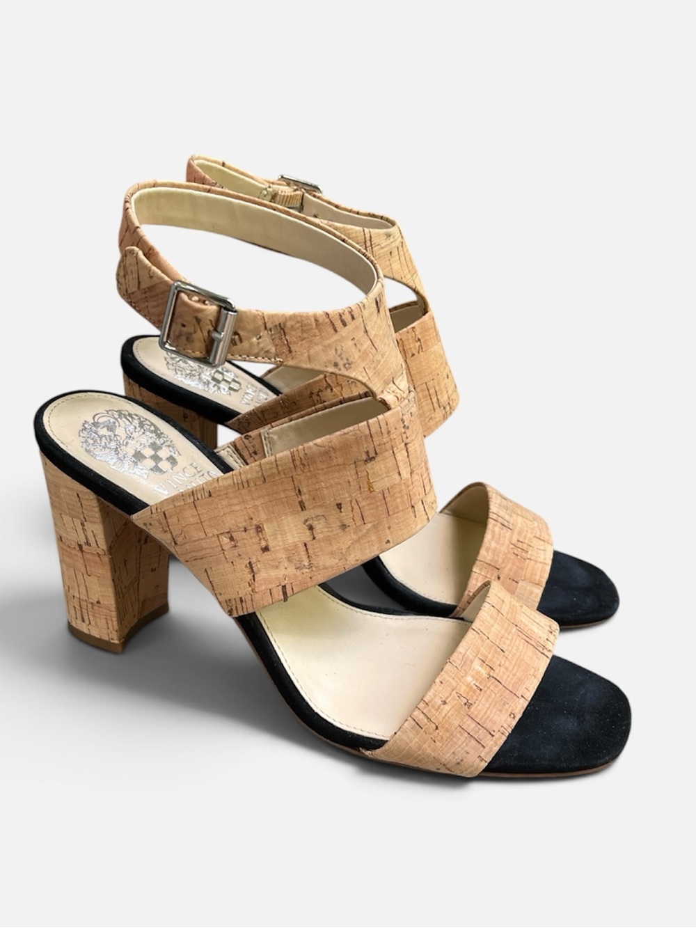 Vince Camuto Warma Block-heel Sandal in Cork Size 7